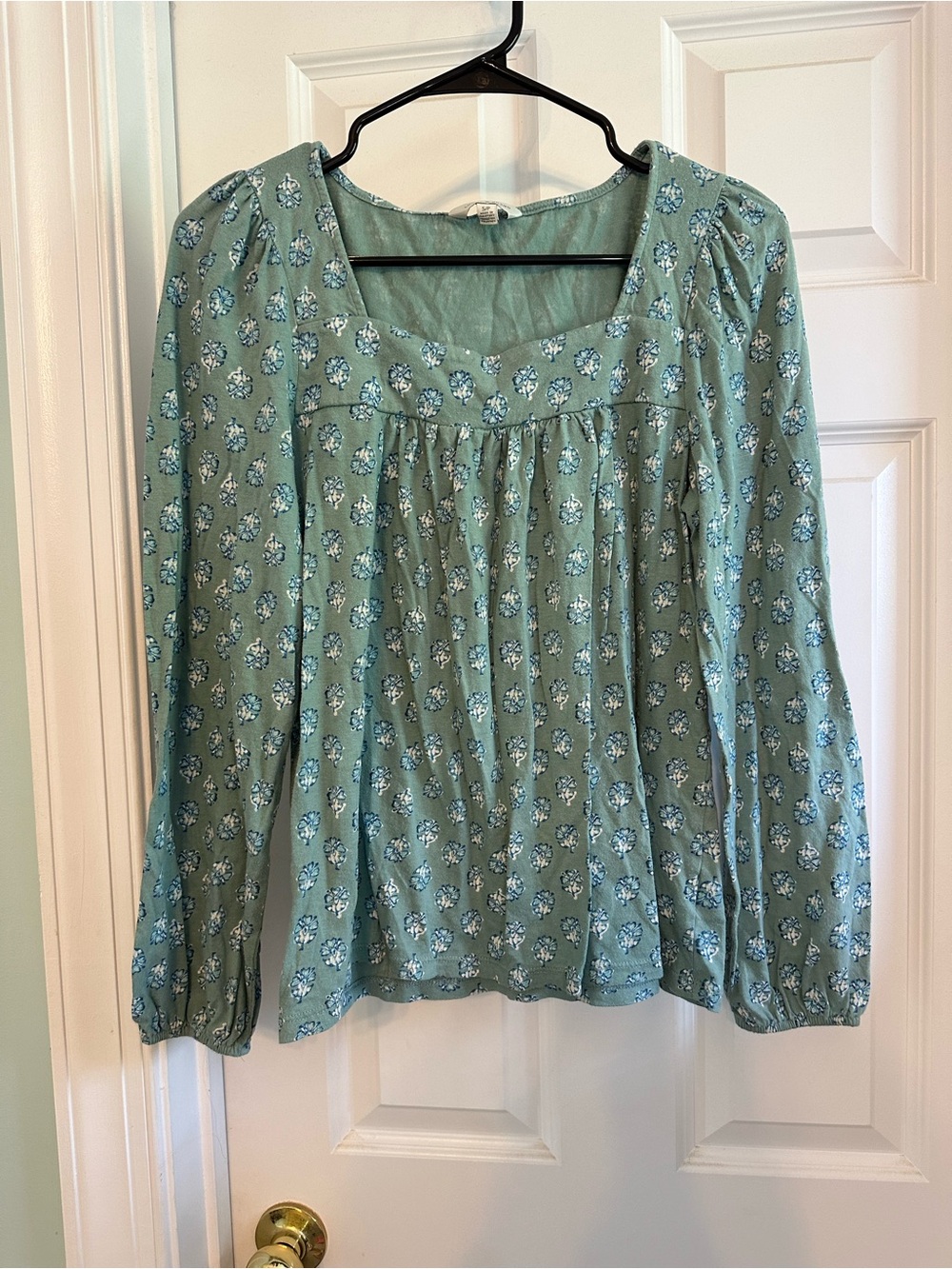Lucky Brand Sage Floral Square-Neck Peasant Blouse